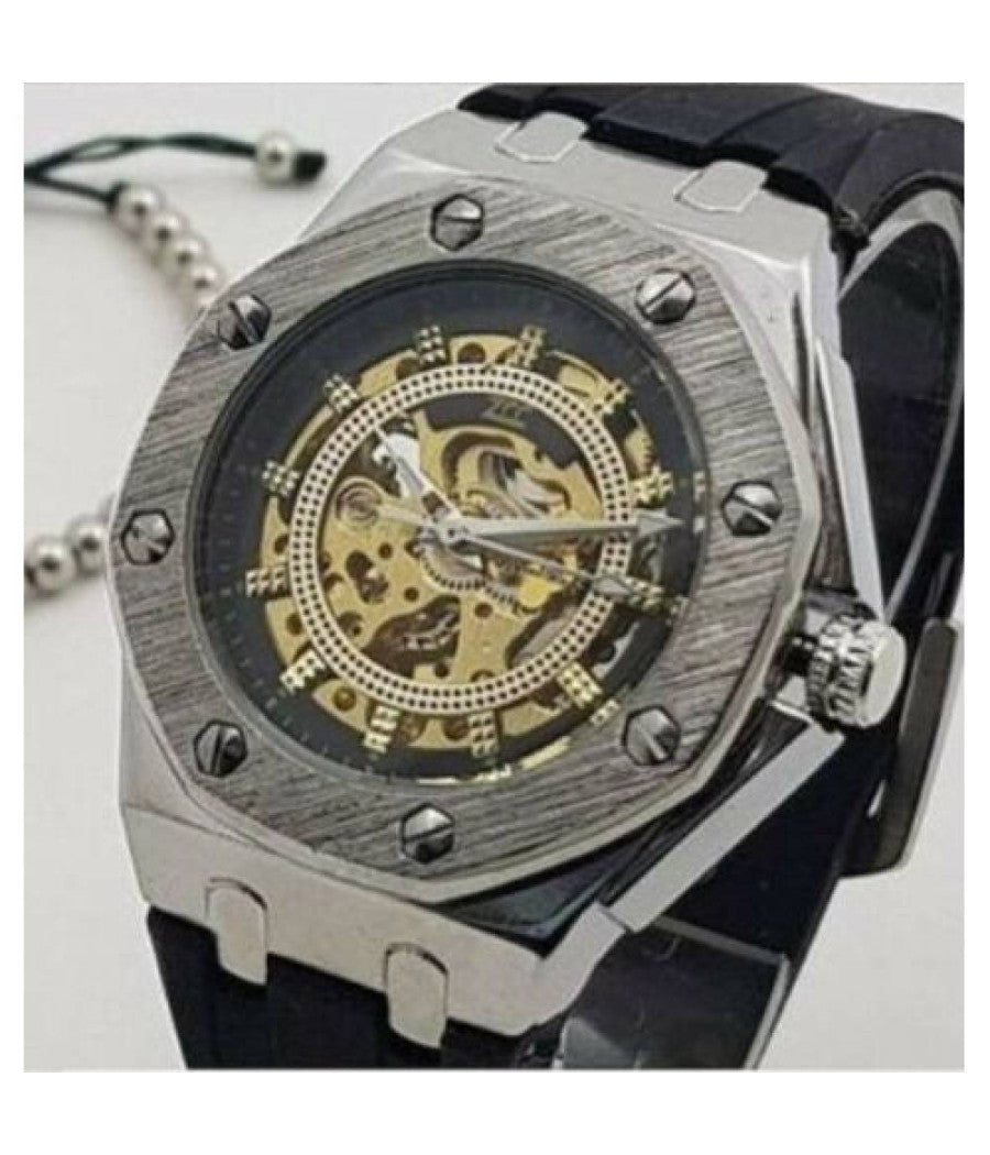 Orologio Da Polso Zcc 4407 Uomo Automatico Elegante Casual Silver Nero         