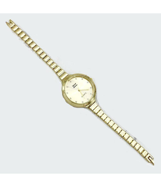 Orologio Da Polso Zcc Donna Analogico Al Quarzo Acciaio Moderno Fashion Dorato         