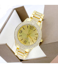 Orologio Da Polso Zcc Donna Analogico Quarzo Moderno Fashion Brillantini Dorato         