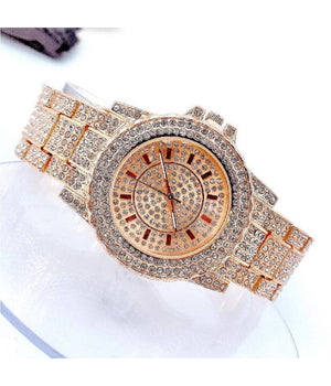 Orologio Da Polso Zcc Donna Quarzo Analogico Acciaio Moda Brillantinato Oro Rosa         