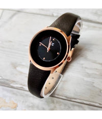 Orologio Da Polso Zcc Elegante Moda Casual Analogico Con Cinturino In Pelle Nero         