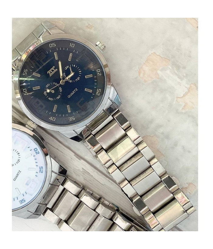 Orologio Da Polso Zcc Per Uomo Acciaio Analogico Al Quarzo Cronografo Silver         