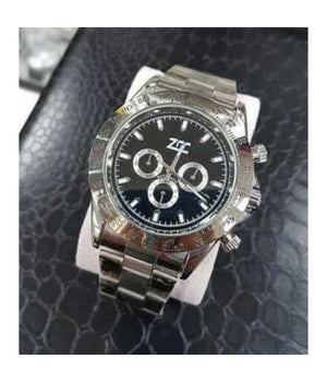 Orologio Da Polso Zcc Per Uomo Automatico Cronografo Elegante Silver Fondo Nero         