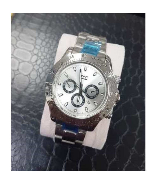 Orologio Da Polso Zcc Per Uomo Quarzo Cronografo Elegante Data Silver Metallo         