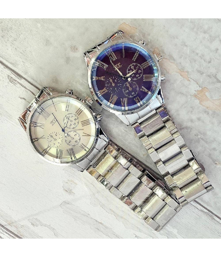 Orologio Da Polso Zcc Uomo Acciaio Analogico Cronografo Casual Elegante Silver         