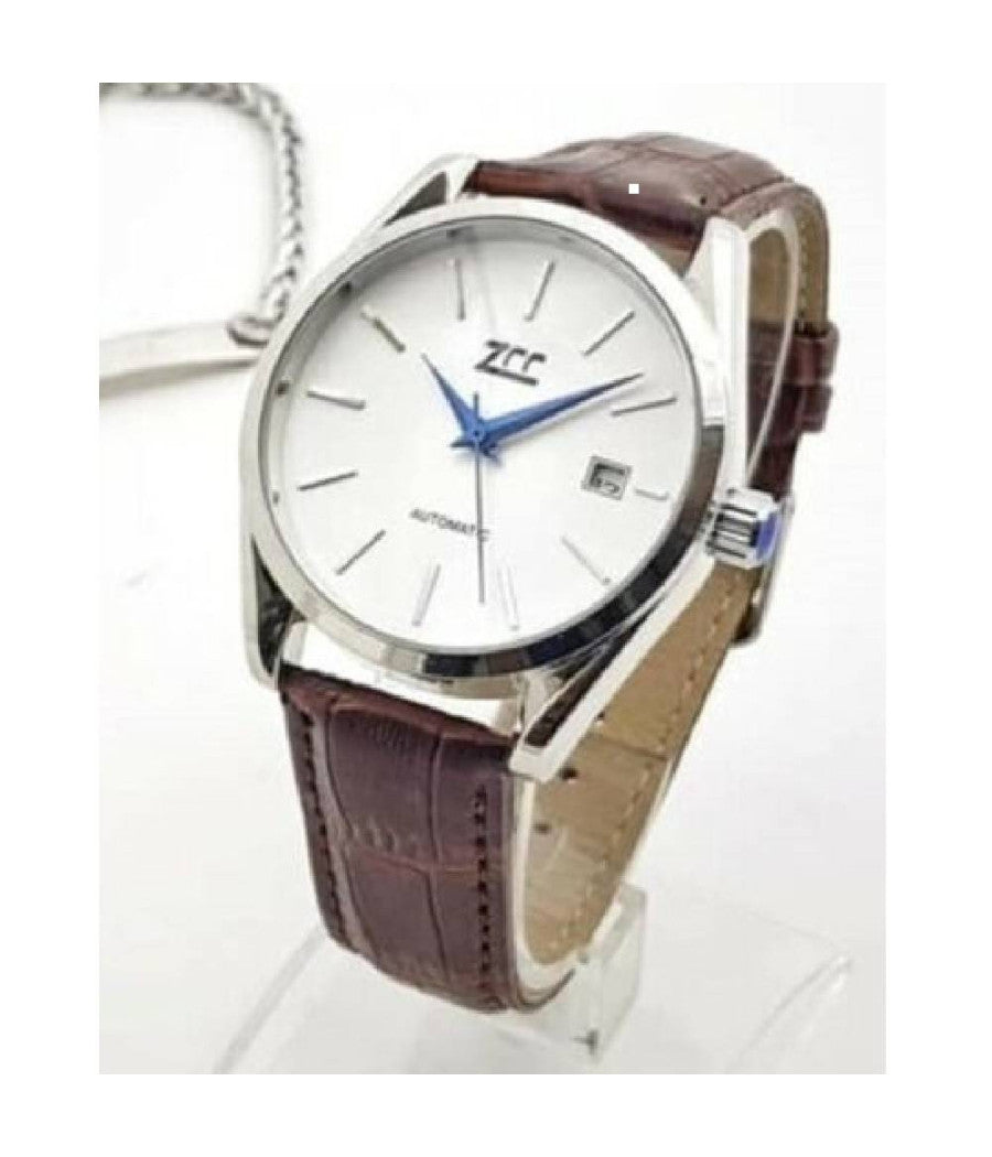 Orologio Da Polso Zcc Uomo Analogico Automatico Data Elegante Moda Pelle Marrone         