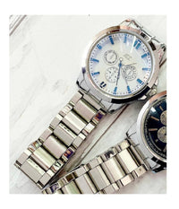 Orologio Da Polso Zcc Uomo Cronografo Acciaio Calendario Silver Quadrante Bianco         