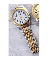 Orologio Da Polso Zcc Uomo Quarzo Acciaio Analogico Casual Bicolore Fondo Bianco         