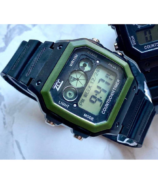 Orologio Da Polso Zcc Wr10m Digitale Crono Luce Sport Vintage Cinturino Plastica         