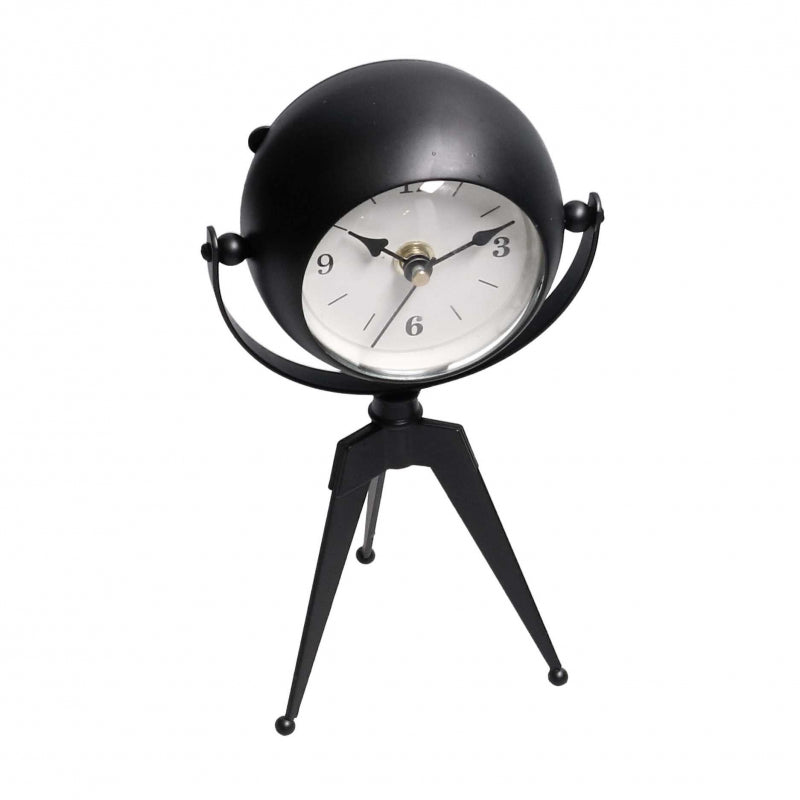 Orologio da tavolo metallo nero quadrante bianco cm11x8h20