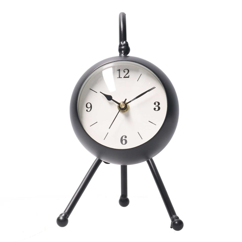 Orologio da tavolo metallo nero quadrante bianco cm12x13h21,5