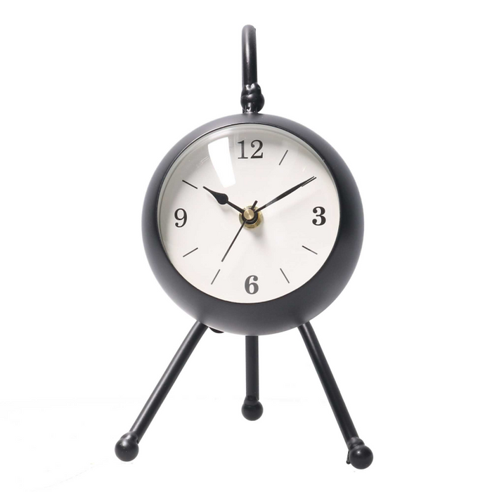 Orologio da tavolo metallo nero quadrante bianco cm12x13h21,5