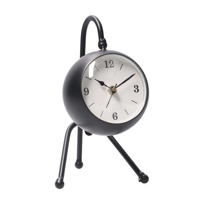 Orologio da tavolo metallo nero quadrante bianco cm12x13h21,5