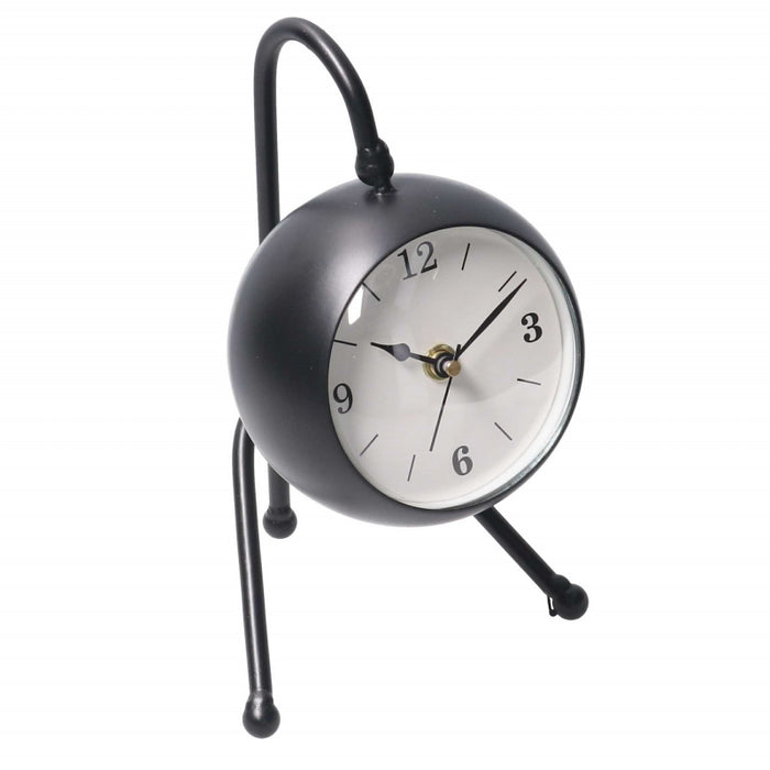 Orologio da tavolo metallo nero quadrante bianco cm12x13h21,5