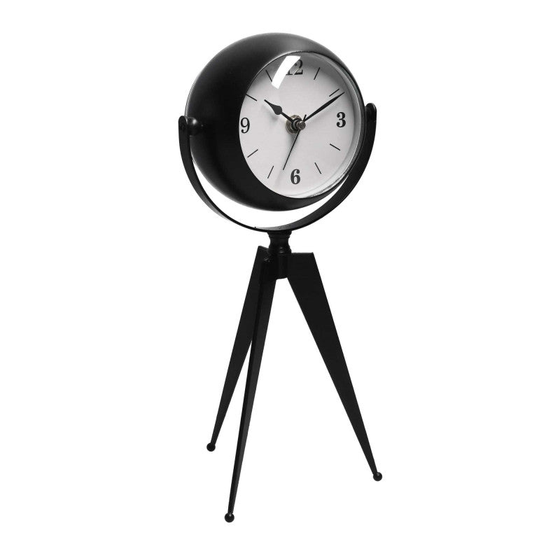 Orologio da tavolo metallo nero quadrante bianco cm 14x11h30
