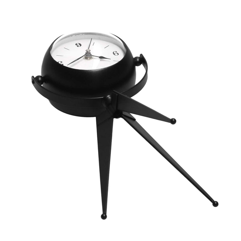 Orologio da tavolo metallo nero quadrante bianco cm 14x11h30