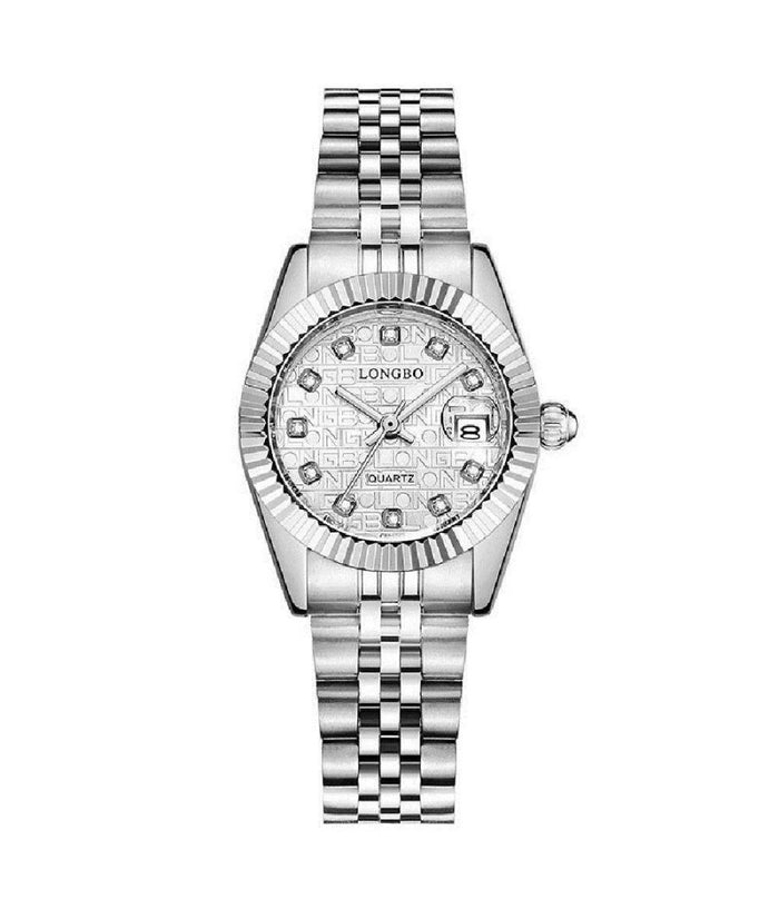 Orologio Da Uomo Donna Longbo 80435 In Acciaio Con Strass Impermeabile Silver         