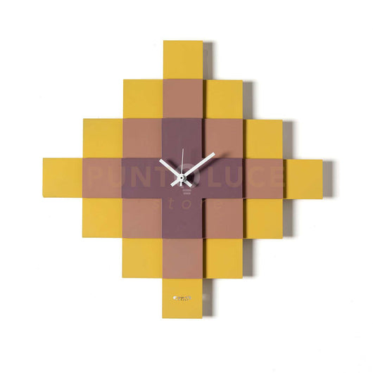 orologio design di geometrico mosaico Ocra ,mocha mousse ,viola ametista in Ferro 35x35hcm