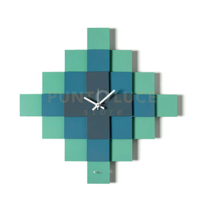 orologio design di geometrico mosaico Verde acqua ,blu oltremare ,petrolio in Ferro 35x35hcm