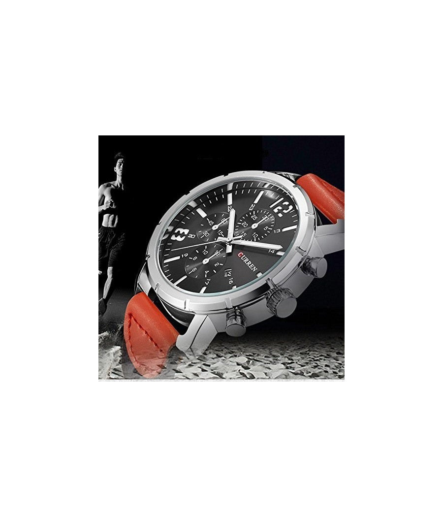 Orologio Di Lusso D'affari Marca Curren Orologi Militare Al Quarzo 8194         