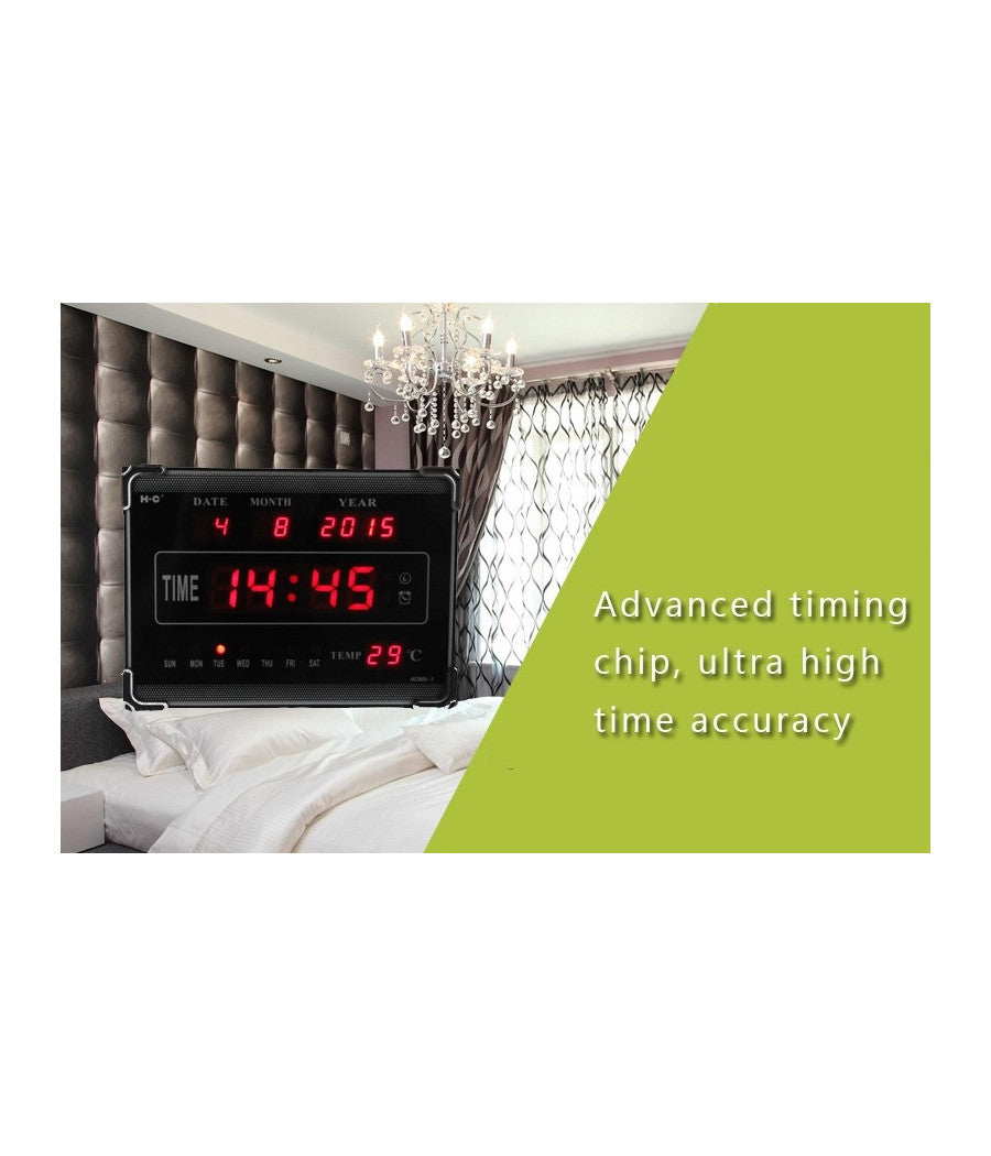 Orologio Digitale A Led Con Datario Temperatura Orario Sveglia A Parete Muro         