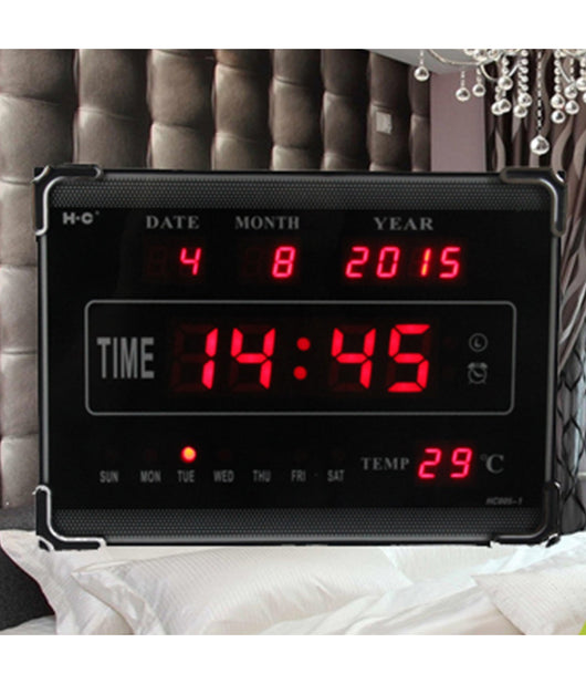 Orologio Digitale A Led Con Datario Temperatura Orario Sveglia A Parete Muro         