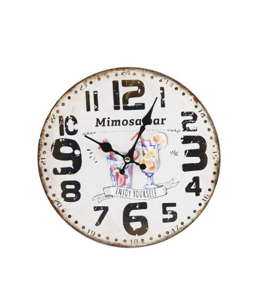 Orologio In Legno Da Parete Analogico Vintage Drink Cocktail Cucina Casa 218700         