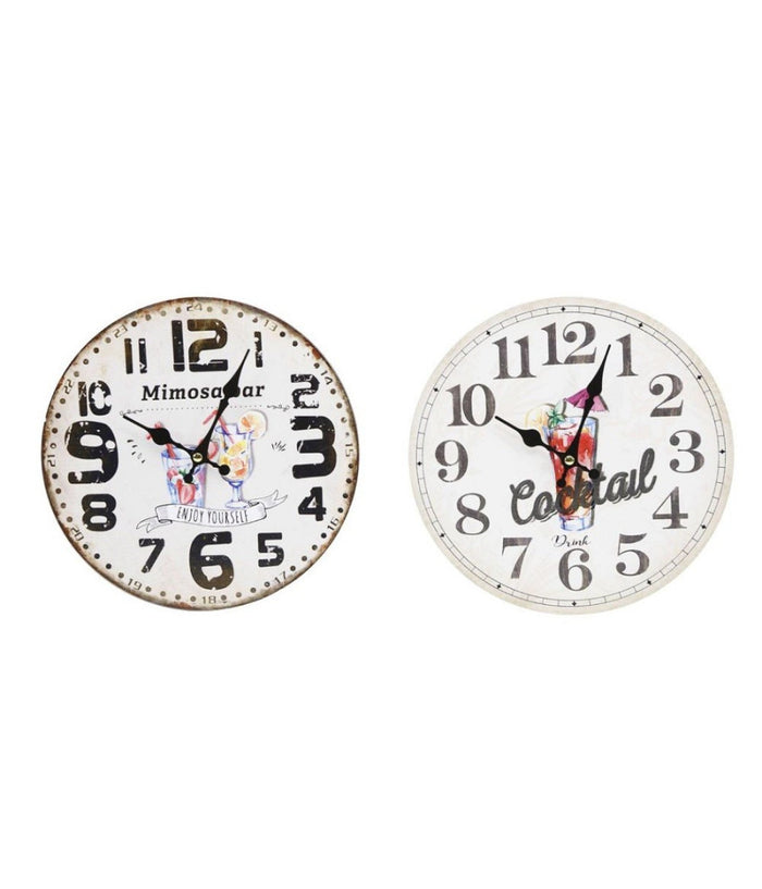 Orologio In Legno Da Parete Analogico Vintage Drink Cocktail Cucina Casa 218700         