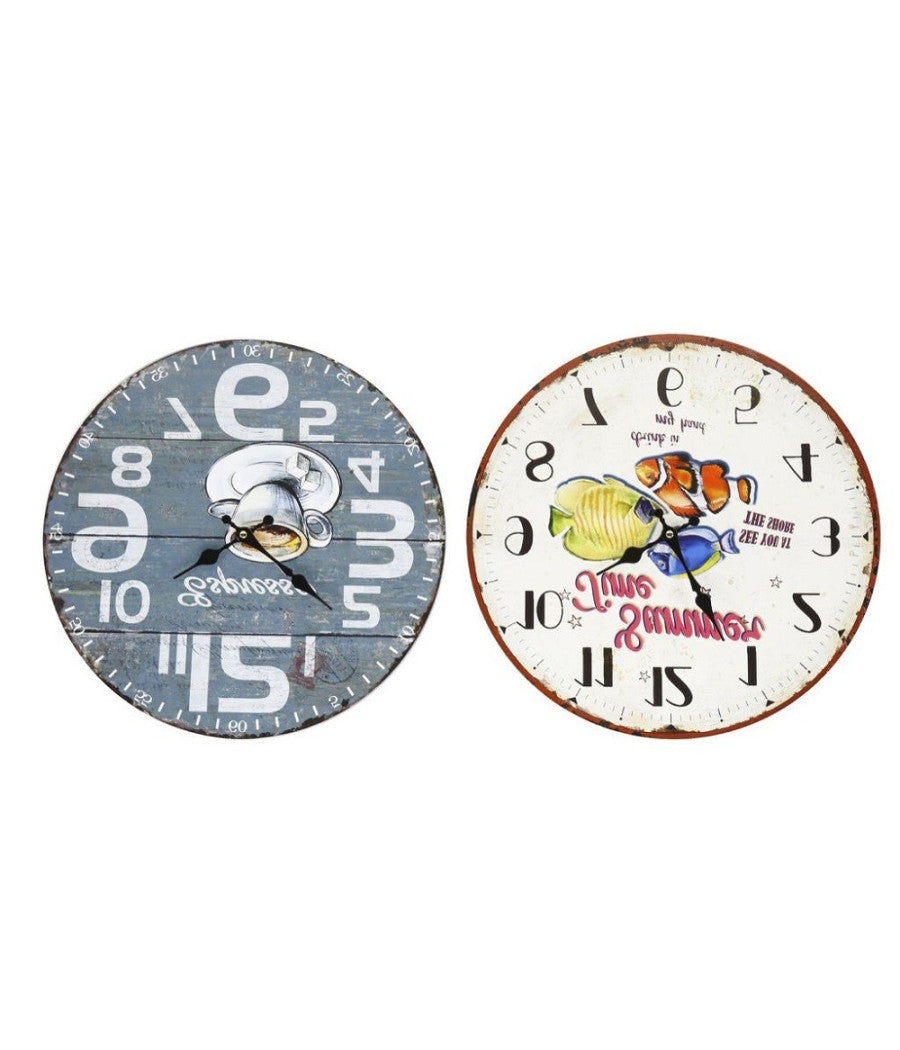 Orologio In Legno Da Parete Rotondo Analogico Vintage Retro' Casa Cucina 218690         