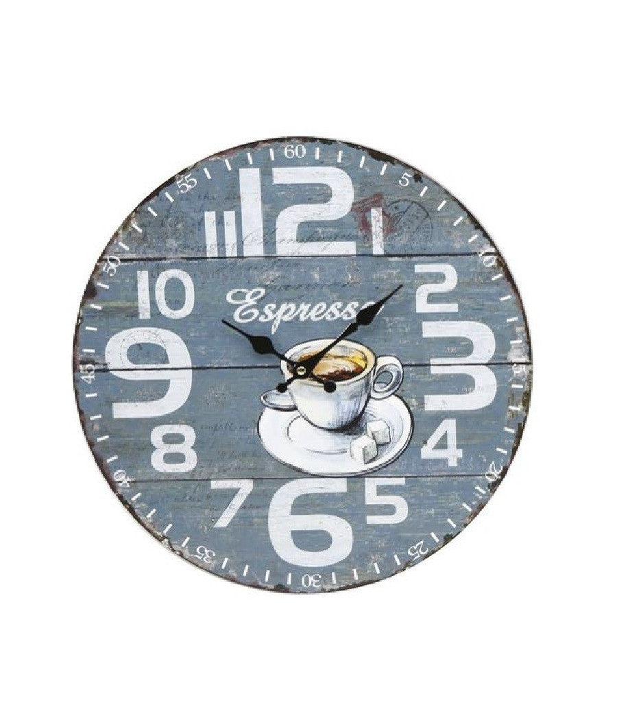 Orologio In Legno Da Parete Rotondo Analogico Vintage Retro' Casa Cucina 218690         