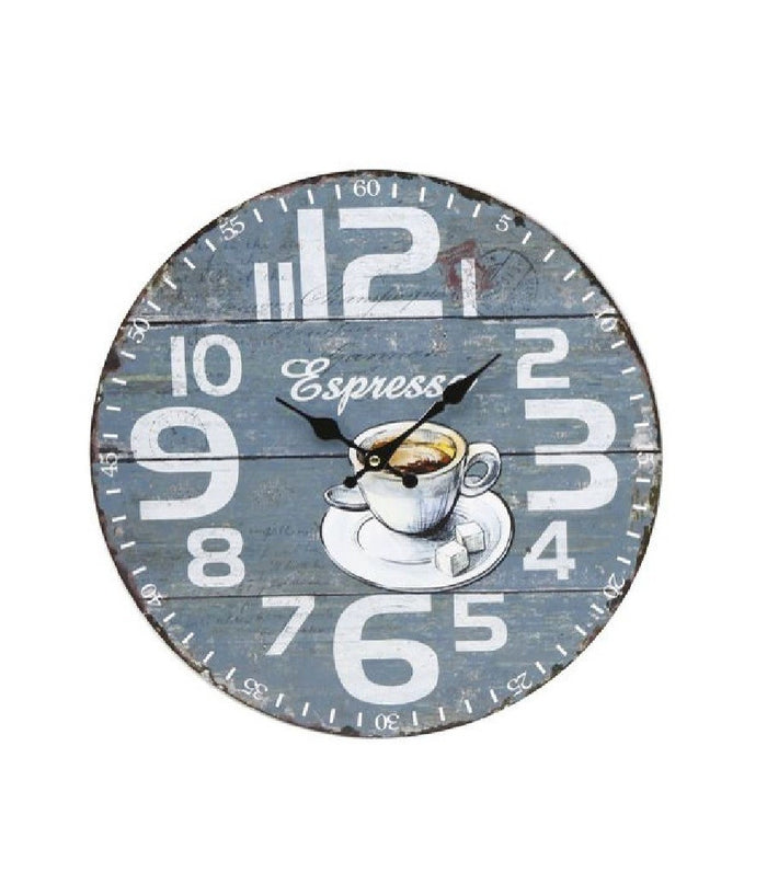 Orologio In Legno Da Parete Rotondo Analogico Vintage Retro' Casa Cucina 218690         