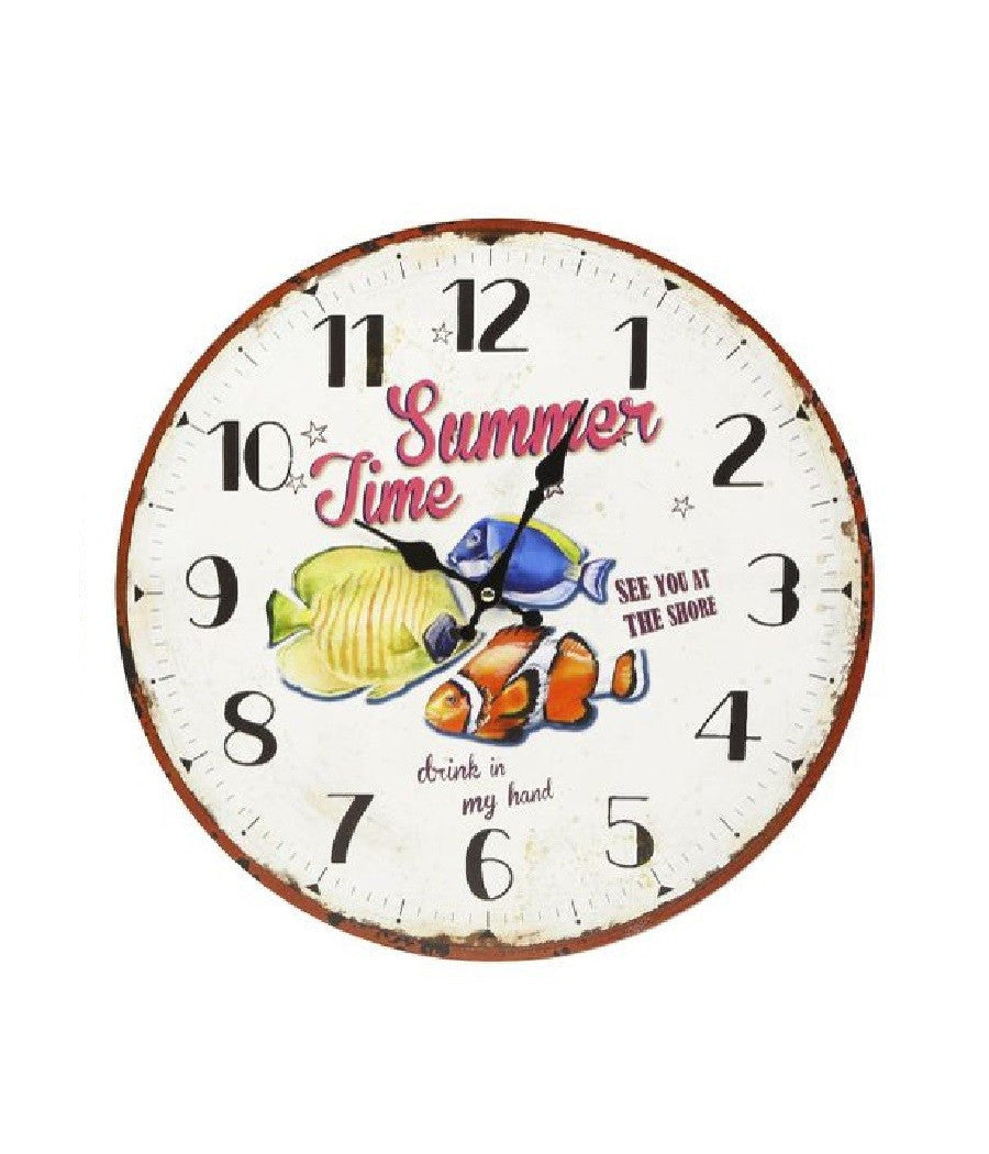 Orologio In Legno Da Parete Rotondo Analogico Vintage Retro' Casa Cucina 218690         