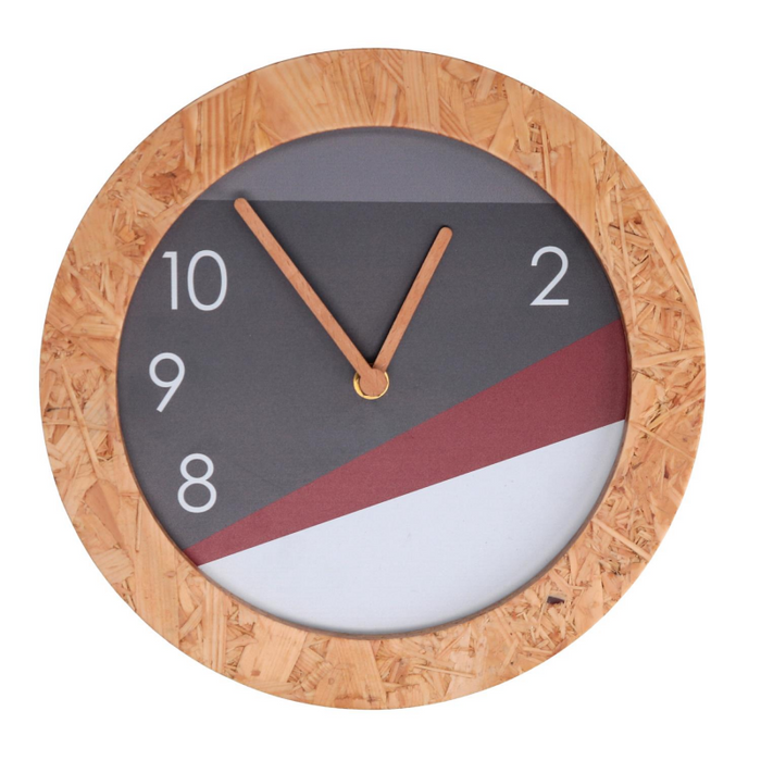 Orologio legno con bordo grigio tondo cm ø26h3