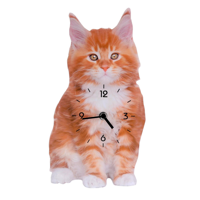 Orologio legno gatto arancione cm 30x16x3