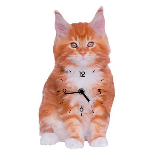 Orologio legno gatto arancione cm 30x16x3