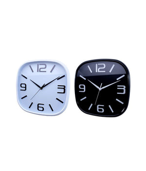 Orologio Parete Muro Quadrato Analogico Casa Arredamento 30cm Bianco Nero 206959         