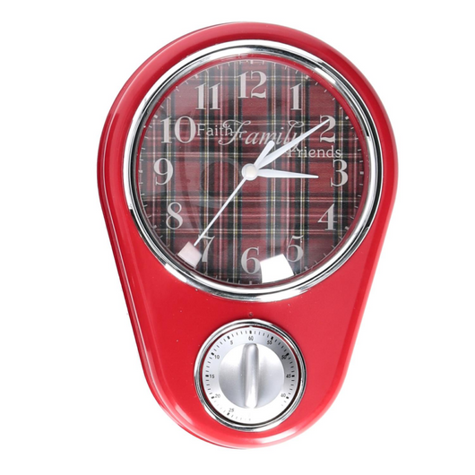 Orologio plastica con timer rosso cm 23x16x5