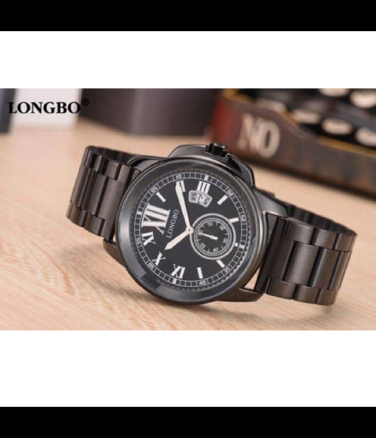Orologio Polso Acciaio Longbo Uomo Nero Analogico Classico Elegante Waterproof         