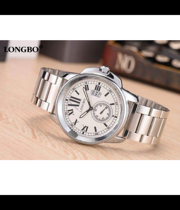Orologio Polso Acciaio Longbo Uomo Silver Bianco Classico Elegante Waterproof         
