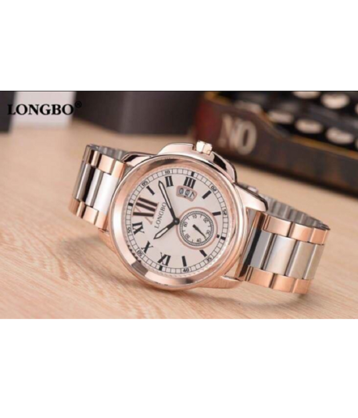 Orologio Polso Acciaio Longbo Uomo Silver Rosa Oro Classico Elegante Waterproof         
