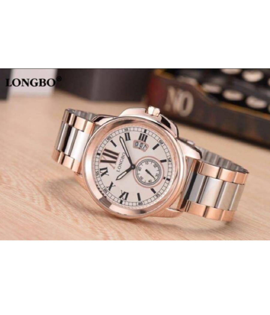 Orologio Polso Acciaio Longbo Uomo Silver Rosa Oro Classico Elegante Waterproof         