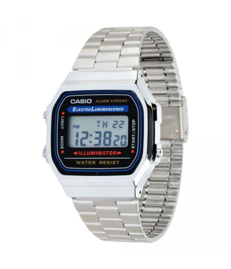 Orologio Polso Casio A168wa-1wdf Uomo Donna Digitale Sveglia Luce Silver         