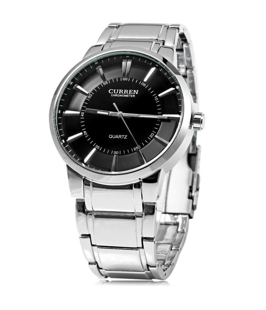 Orologio Polso Curren 8001b Uomo Analogico Quarzo Moderno Silver Qua Nero         
