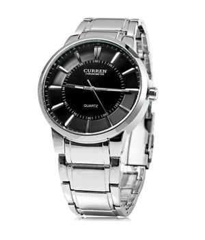 Orologio Polso Curren 8001b Uomo Analogico Quarzo Moderno Silver Qua Nero         