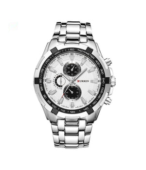 Orologio Polso Curren 8023 Uomo Analogico Quarzo Moderno Silver Bianco         