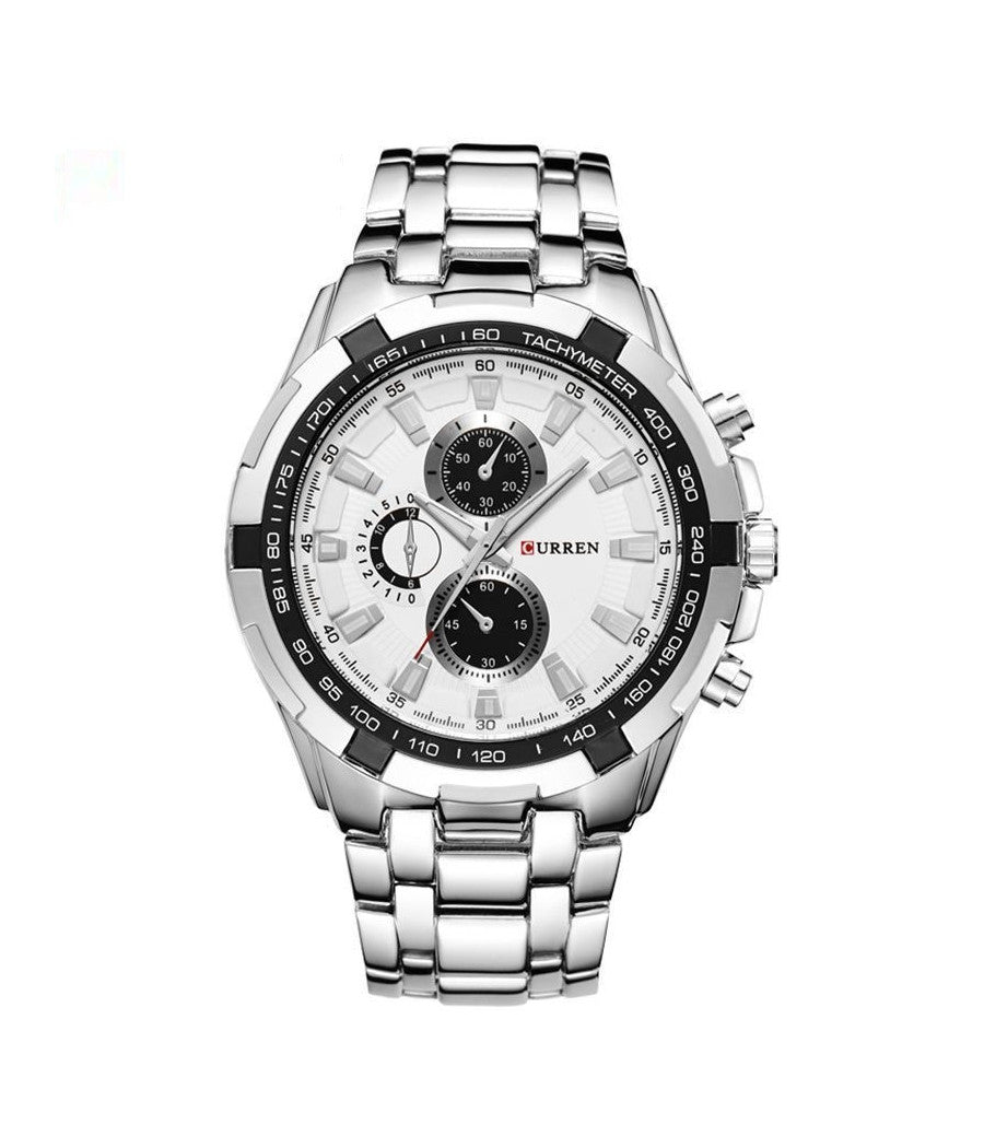 Orologio Polso Curren 8023 Uomo Analogico Quarzo Moderno Silver Bianco         