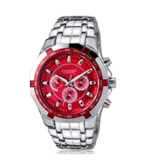 Orologio Polso Curren 8084 Uomo Analogico Quarzo Moderno Silver Rosso         