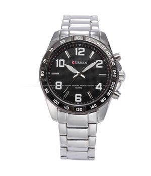 Orologio Polso Curren 8107 Uomo Analogico Quarzo Moderno Silver Nero         