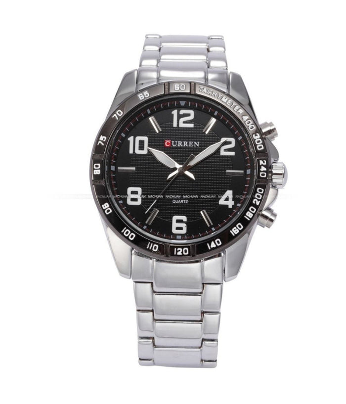 Orologio Polso Curren 8107 Uomo Analogico Quarzo Moderno Silver Nero         