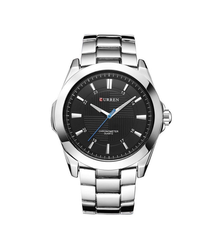 Orologio Polso Curren 8109 Uomo Analogico Quarzo Acciaio Silver Quad Nero         